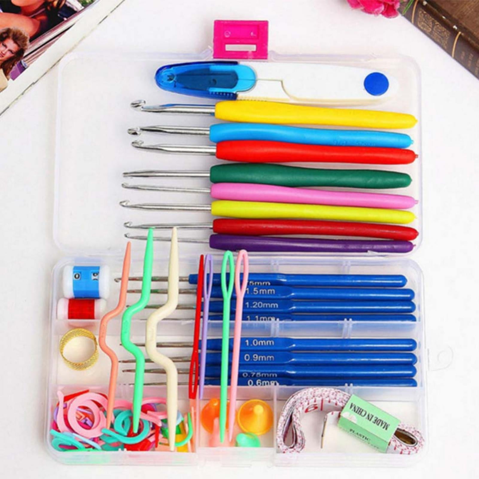 Tebru 16Pcs Multicolor Crochet Hooks Set Ergonomic Yarn Needles Kit Knitting Tools New