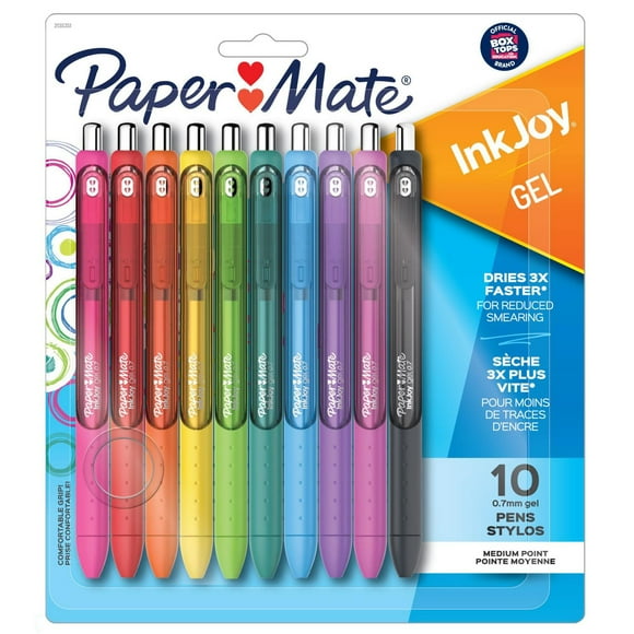 Paper Mate InkJoy Pens, Gel Pens, Medium Point (0.7 mm), Assorted Colours, 10 Count