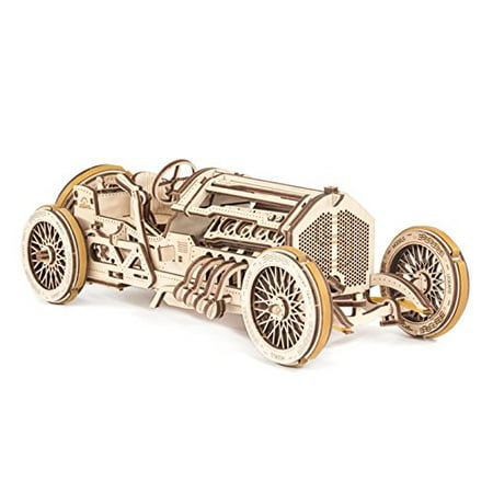 UGEARS U-9 Grand Prix Car 3D Mechanical Wooden Puzzle - Self Assembling Craft Set - Brain Teaser Educational And Engineering Toy For Teens,