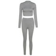 thumbnail image 4 of safuny Women's Yoga Suit Plus Size Suit For Girlfriend Wife Daughter Comfy Casual High Neck Dressy Long Sleeve Solid Color Gray S, 4 of 5