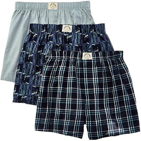 LUCKY BRAND MEN WOVEN X3 - 223 ARON BLUE SMALL - UNDERWEAR 3 PACK BOXER P264