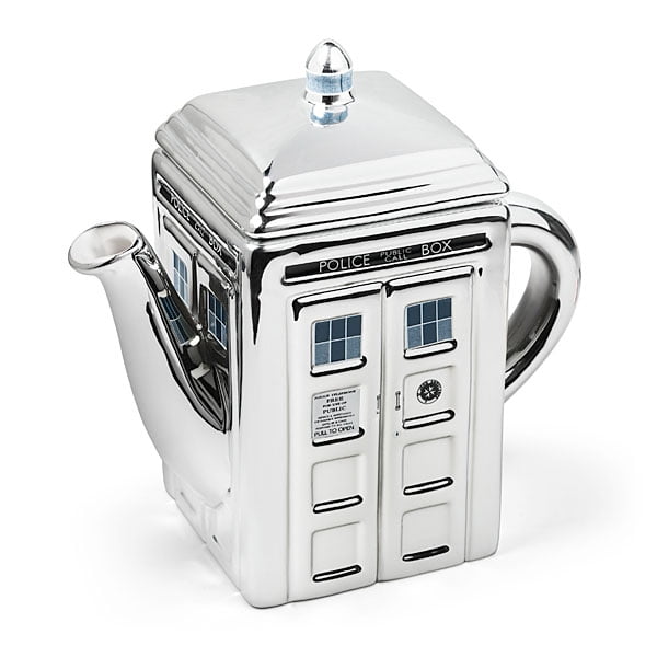 Doctor Who TARDIS 3-D Ceramic Silver Teapot NEW! 