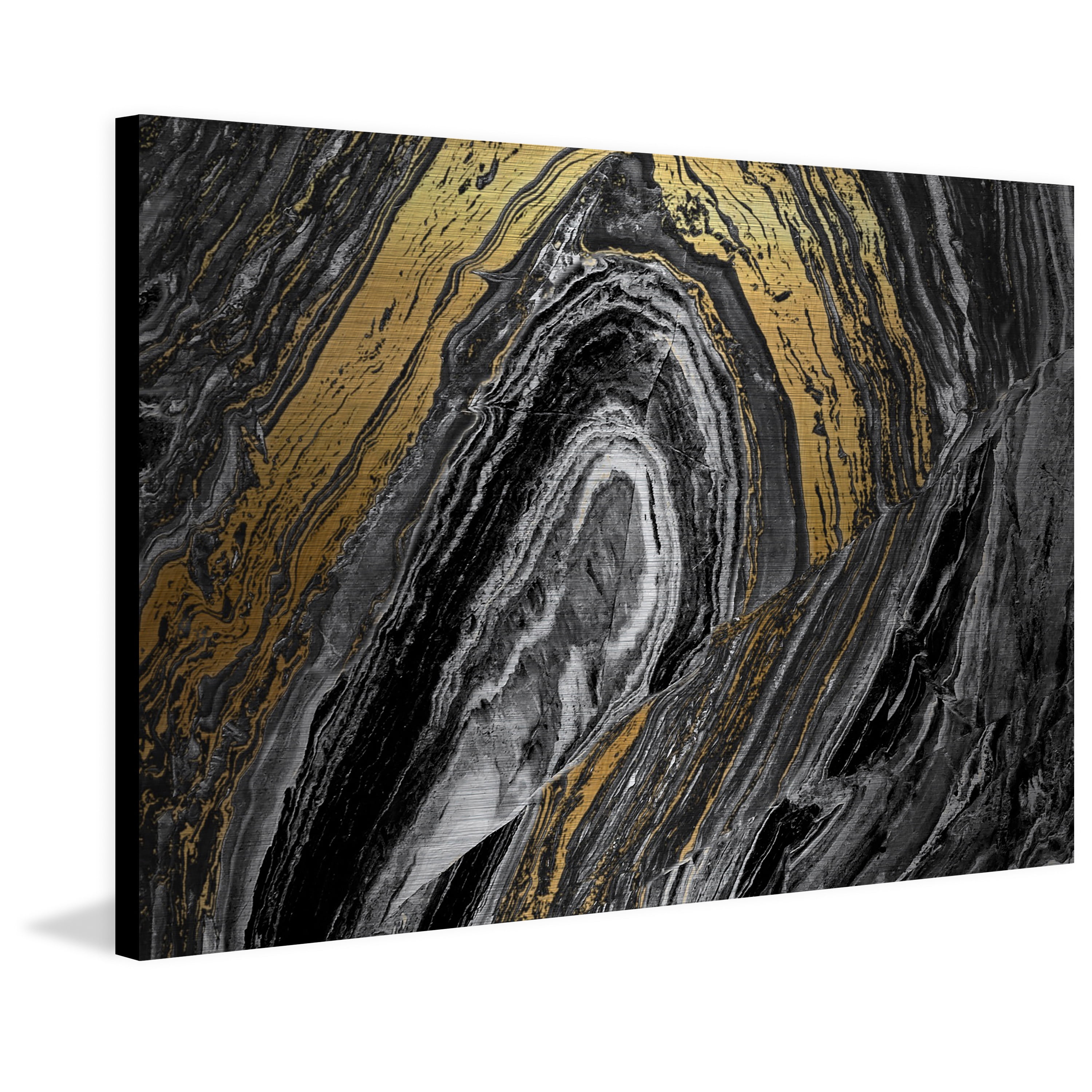 Marmont Hill - "Gold Brushstrokes" Painting Print on Brushed Aluminum