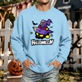 thumbnail image 2 of Halloween Themed Sweatshirt for Men Cute Ghost Graphic Casual Long Sleeve Spooky Pullover Sweatshirt New Trendy Comfort Tshirts Sky Blue XXXL, 2 of 6