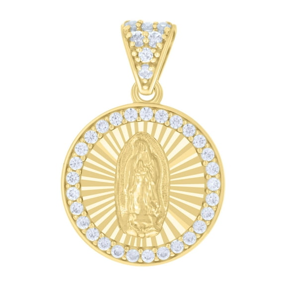 10kt Real Yellow Gold Womens Cubic-Zirconia Guadalupe Religious Charm Pendant