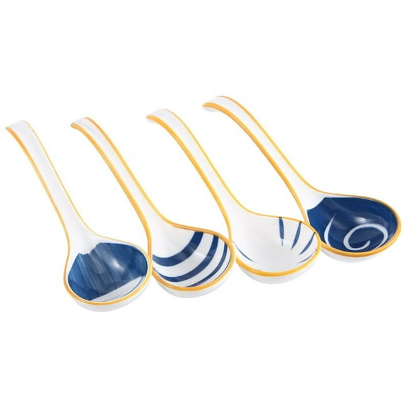 Qilidiba Ceramics Soup Spoons Set of Japanese Soup Spoon Long Handle Soup Spoons for Pho Ramen Noodles Wonton Dumpling Rice