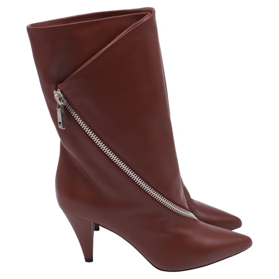 Pre-Owned Givenchy Zip-Detail 80 Ankle Boots in Brown Leather