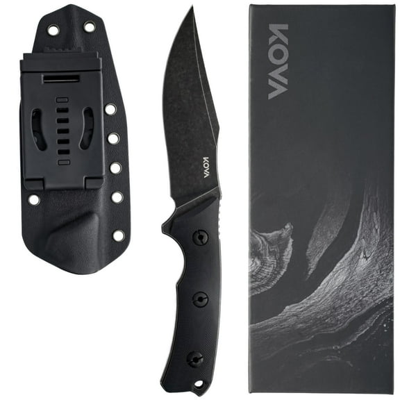 Kova Onyx Tactical Fixed Blade Knife – 4.75″ Stainless Steel Tanto Blade, G10 Handle, Kydex Sheath – Survival & Outdoor Knife – 9.75″ Overall