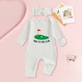 thumbnail image 2 of mgoYE Newborn Baby Girl Boy Fall Outfit Romper Football Golf Court Embroidery Long Sleeve Jumpsuit Bodysuit Cute Infant Clothes with Headband(White,0-3 Months), 2 of 6