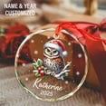 thumbnail image 2 of Personalized Owl Glass Ornament for Christmas Tree 2025, Owl Wearing Santa Hat Ornament Gifts for Boys Girls Friends, Custom Bird Lover Christmas Ornaments with Name/Year, Bird Themed Decor, 2 of 6