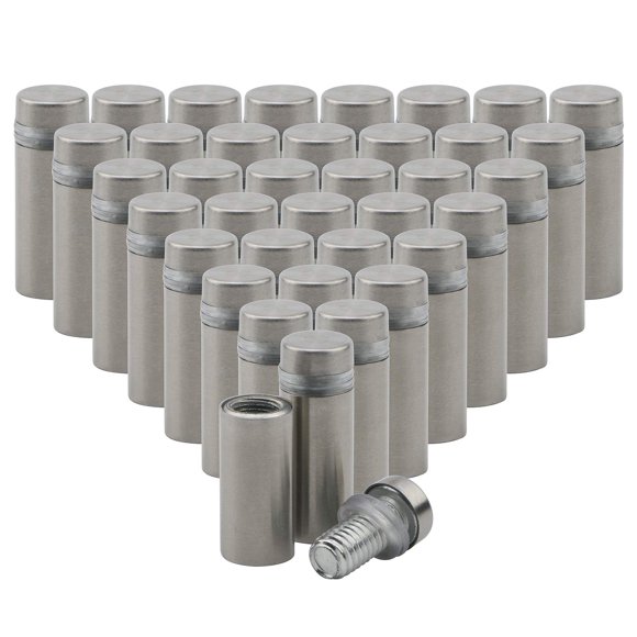 Pxyelec 40 Pcs Supports de Signalisation Vis Matériel Publicité Verre Acrylique Ongles en Acier Inoxydable 12mm Dia 33mm Longueur