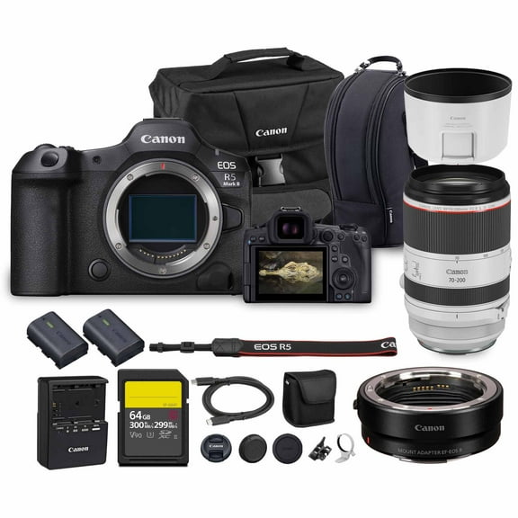 Canon EOS R5 Mark II Mirrorless Camera | 45MP Full Frame Sensor 8K Video Recording | Advanced IBIS Autofocus for Professional Creators (6536C002)   Canon RF 70-200mm Lens   Adapter EF-EOS R   More