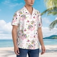 thumbnail image 3 of Zufioo Flamingo And Flowers Hawaiian Shirt for Men,Beach Shirts Tropical Vacation Shirts,Sleeve Casual Button Down Shirt with Pocket for Travel,Beach,Party,daily,Medium, 3 of 7