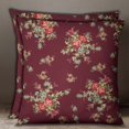 thumbnail image 2 of S4Sassy 2 Pcs Maroon Floral Print Cushion Cover Square Cotton Poplin Pillow Case Throw-22 x 22 Inches, 2 of 4