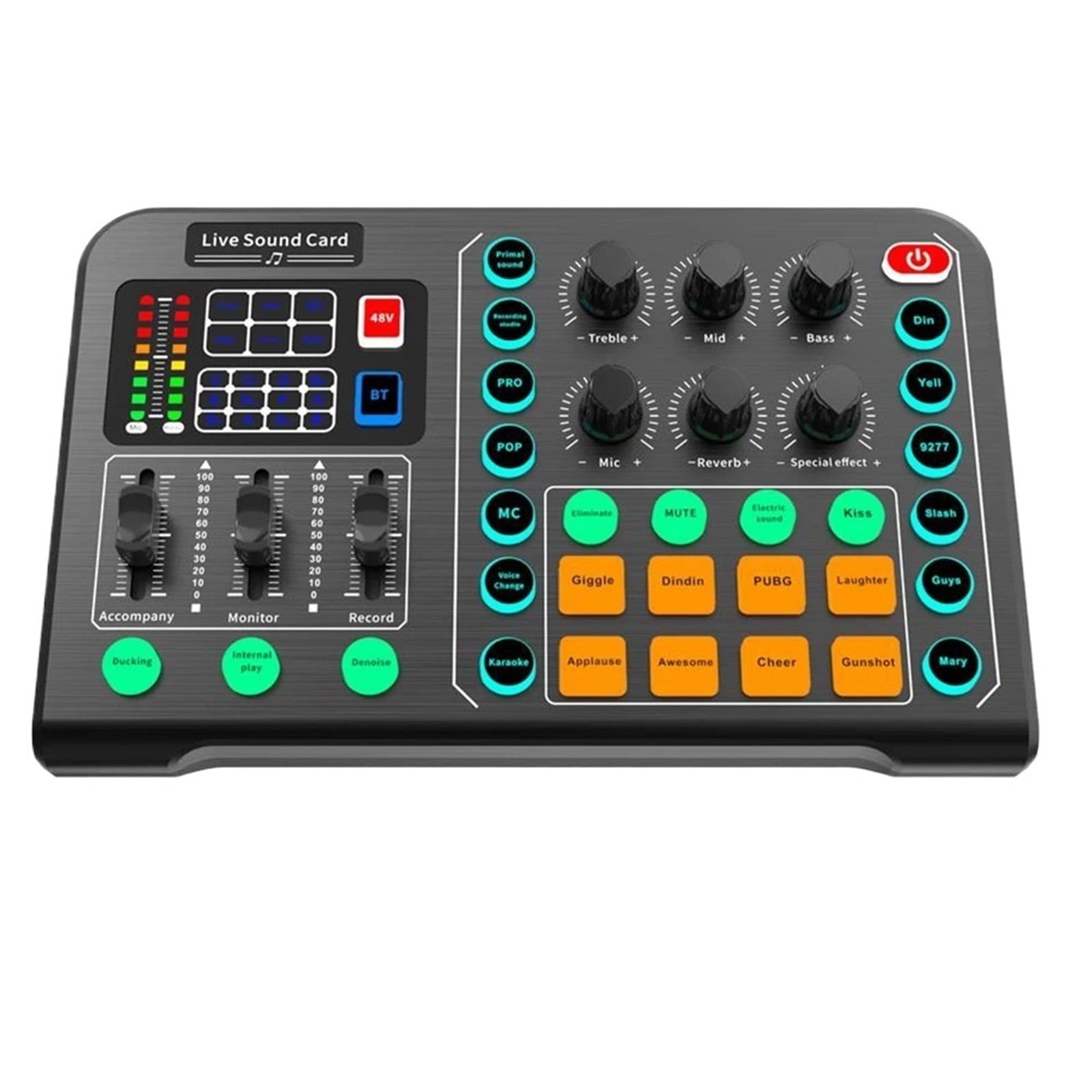 Au-dio Mixer M6 Sound Card Voice Changer Device External Table for USB Headset Mic Mobile Computer PC Live Broadcast Game Music ,Easy to Operate