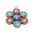 thumbnail image 2 of Handmade Lapis Lazuli Turquoise and Coral Om Mani Padme Hum Pendant, 2 of 3