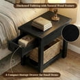 thumbnail image 3 of Aheaplus 2-Pack Farmhouse Nightstand Set With Charging Station - Narrow Side Tables w/ Drawer & Shelf for Small Spaces, Bedroom, Living Room Sofa,Black, 3 of 9