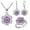 Purple, variant on Women's Simulated Amethyst Pendant Necklace Drop Dangle Earrings and Ring Crystal Flower Bridesmaids Jewelry Set T489 (Purple, Size 7)