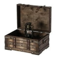 thumbnail image 3 of Wooden Brown Storage Trunk with Faux Leather Straps and Handles, Small, 3 of 9