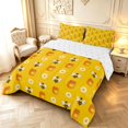 thumbnail image 2 of Erosebridal Elegant Bee Full Size Comforter Sets,Graceful Sunflower Florals Bedding Comforter Set,Yellow Orange,Reversible,3 Pieces,1 Comforter and 2 Pillowcases, 2 of 7