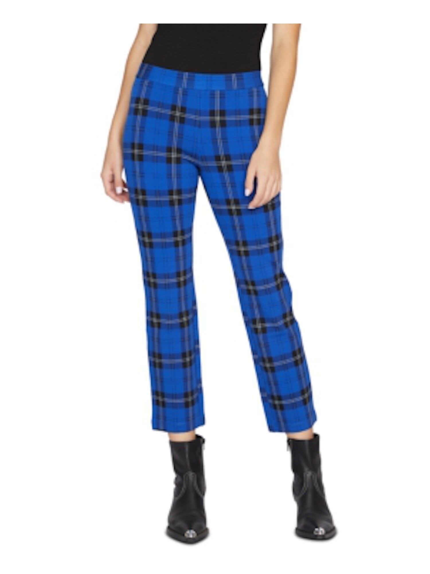 women's blue plaid pants