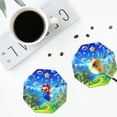 thumbnail image 4 of Lsque Mario Pattern 4" Drink Coasters Set of 4, PVC Leather Absorbent Coasters, Table Coaster Set Decorative Coffee Cup Coasters Housewarming Gift, 4 of 7