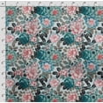 thumbnail image 4 of Soimoi Chinese Floral Print, Poly Taffeta Fabric, Decor Sewing Fabric by The Yard 56 Inch Wide, Decorative Fabric for Outdoor Upholstery, Umbrellas and Home Accents, Teal Blue, 4 of 5