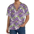 thumbnail image 3 of Wukai Violets Flowers Men's Casual Short-Sleeve Button Down Shirt - Lightweight Summer Dress Shirt for Daily Wear-3X-Large, 3 of 7