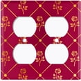 thumbnail image 3 of Metal Light Switch Plate Cover Elegant Yellow Tufted Rose Burgundy Damask DAM080, 3 of 13