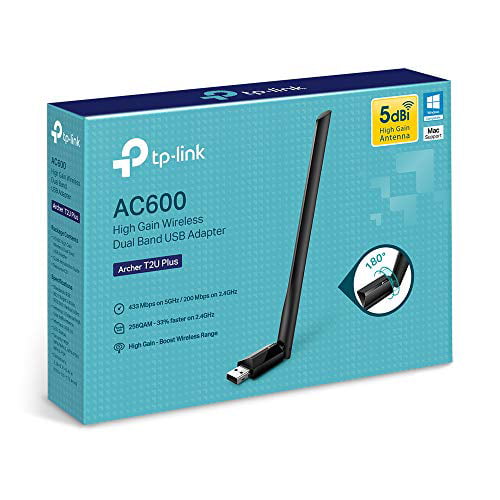 TP-Link AC600 WiFi Adapter for PC (Archer T2U Plus)- Wireless Network Adapter for Desktop with 5GHz High Gain Dual Band 5dBi Antenna, Supports Win10/8.1/8/7/XP, Mac OS 10.9-10.14 - Walmart.com