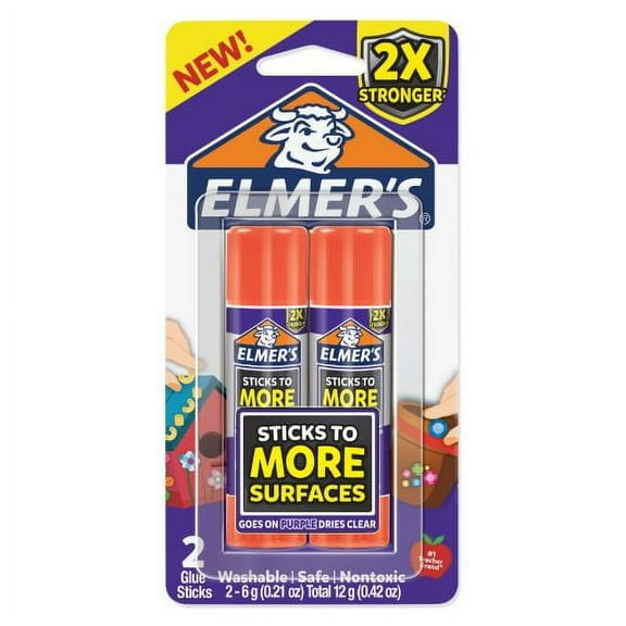 Elmer’s Extra Strength School Glue Sticks, Washable, 6 Gram, 2 Count