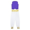 thumbnail image 4 of dPois Arabian Prince Street Dance Suits for Boys Silky Waistcoat with Harem Pants Dark Purple 6, 4 of 7
