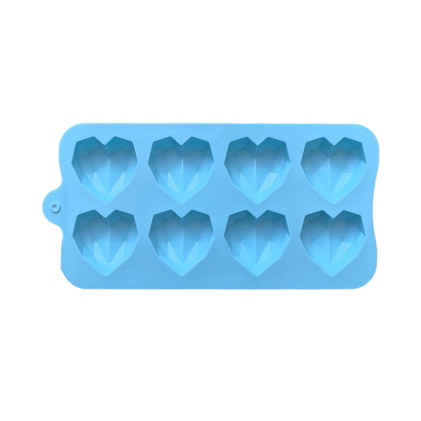 Molde de silicona con forma de corazón de diamante de 8 cavidades para hornear, antiadherente, para chocolate de San Valentín, bandeja para cubitos de hielo y jabón.