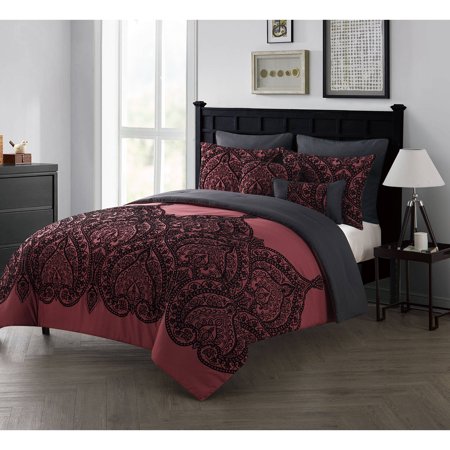 VCNY Home Flocked Paisley 7-Piece Bedding Comforter Set ...