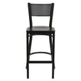 thumbnail image 6 of BizChair Black Grid Back Metal Restaurant Barstool - Mahogany Wood Seat, 6 of 7