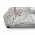 thumbnail image 3 of Shabby Flora Soft Flannel Fleece Throw Blanket, Vintage Clock Face Roses Roman Numbers Antique Vintage Style, Cozy Plush for Indoor and Outdoor Use, 50" x 60", Dark Khaki Pale Pink, by Ambesonne, 3 of 6