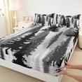 thumbnail image 3 of Homewish Adult Rustic Farmhouse Queen Sheet Sets, Jungle Botanical Flat Sheet, Grey Watercolor Art Queen Fitted Sheet, Super Cozy Room Decor, 4-Piece, 3 of 7