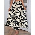 thumbnail image 5 of Women Fashion Elastic Waist Printed Long A-line Skirt Summer High-end Temperament Commuting Drape Pleated Skirt for Women's Size M, 5 of 10