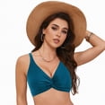 thumbnail image 4 of TOWED22 Women Sports Bra Swimsuit Top - Swim Bra Bikini Top Only Scoop Neck Bathing Suit Navy,L, 4 of 9