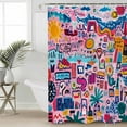 thumbnail image 2 of Extra Long Shower Curtain 72x84 Inch, Colorful Abstract Shower Curtain Waterproof Bathroom Decor Modern Contemporary Oil Painted Fabric Bath Curtain Set Accessories with Hooks, 2 of 6