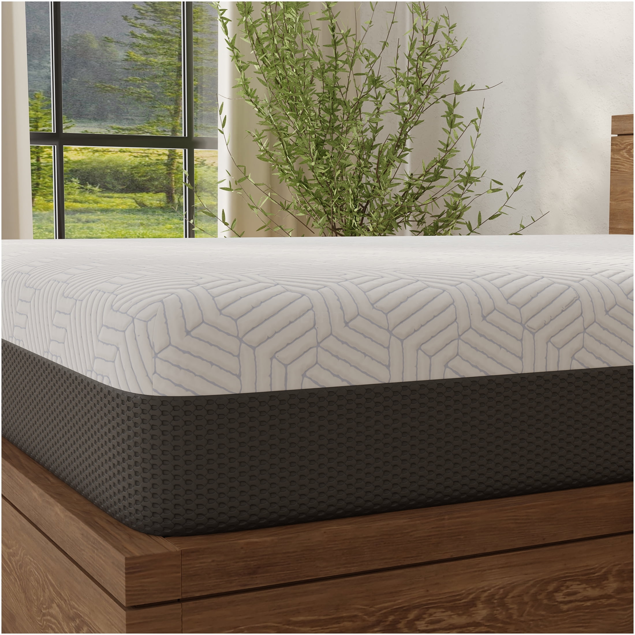 JERFIT California King Size 12 Inch Cooling Gel Memory Foam Mattress, Medium Firm Support with CertiPUR-US Certified, Bed in a Box, White Gray