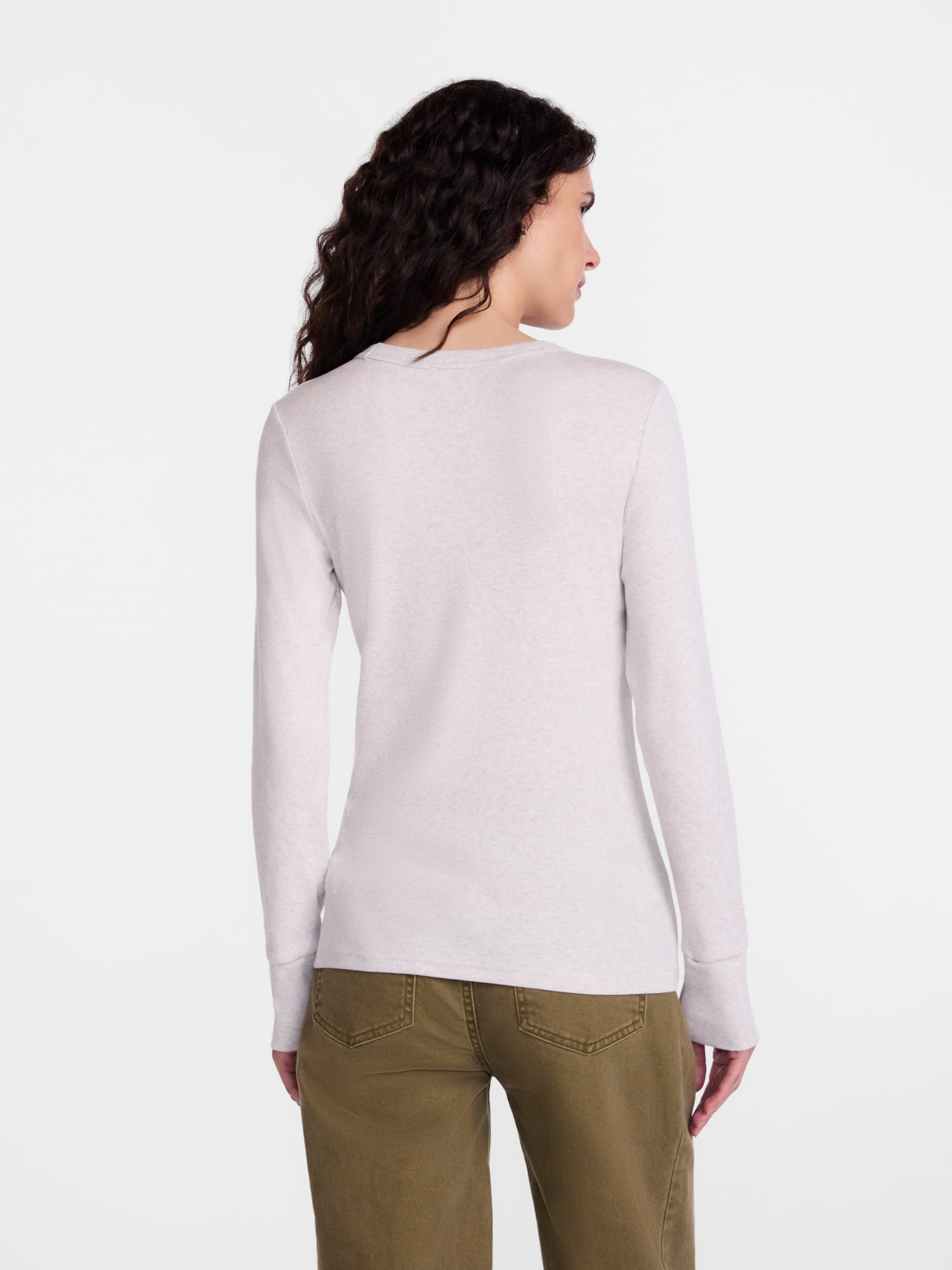 Scenario Women's and Women's Plus Rib Tee with Long Sleeves, Sizes XS-4X