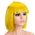 thumbnail image 2 of Deago 12" Short Straight Bob Wig with Bangs Synthetic Colorful Cosplay Costume Halloween Party Flapper Wig for Women (Yellow), 2 of 8