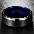 thumbnail image 3 of 8mm Men's Classic Black-Blue Tungsten Carbide Wedding Ring Beveled Edge Comfort Fit Size 8-12, 3 of 5