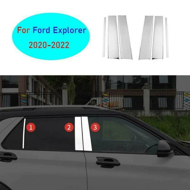 Chrome Pilier Adapté pour Ford Explorer 2020-2022 Kit de Décoration de Porte 6 Pcs