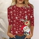 thumbnail image 1 of Pntutb - Camiseta con estampado de moda para mujer, blusa de manga 3/4, cuello redondo, tops casuales Pntutb Pntutb-1886, 1 of 4