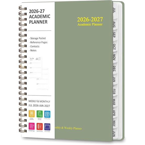 Planner 2026-2027, Academic Weekly and Monthly Calendar Planner, July 2026 to June 2027, Hardcover Planning Agenda Book for Desk Accessories and School Supplies, A5 Size, 6.3 x 8.5 Inch