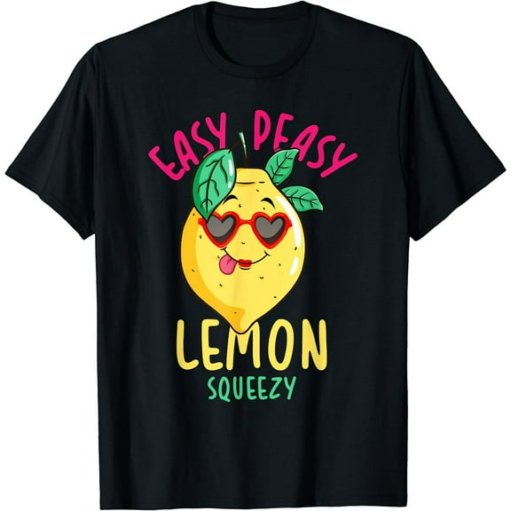 Easy Peasy Lemon Squeezy Black T-Shirt Short Sleeve Tee
