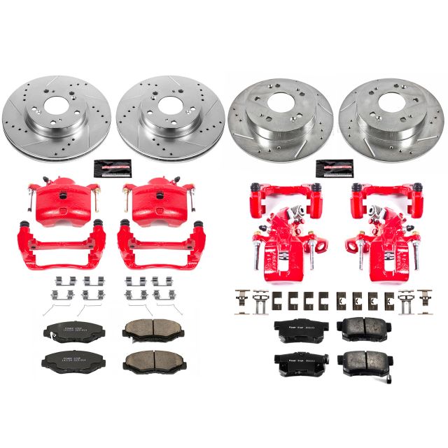 PowerStop Front and Rear Z23 Evolution Sport Brake Pad and Rotor Kit with Red Powder Coated Calipers Fits: ACURA Select Models KC6942