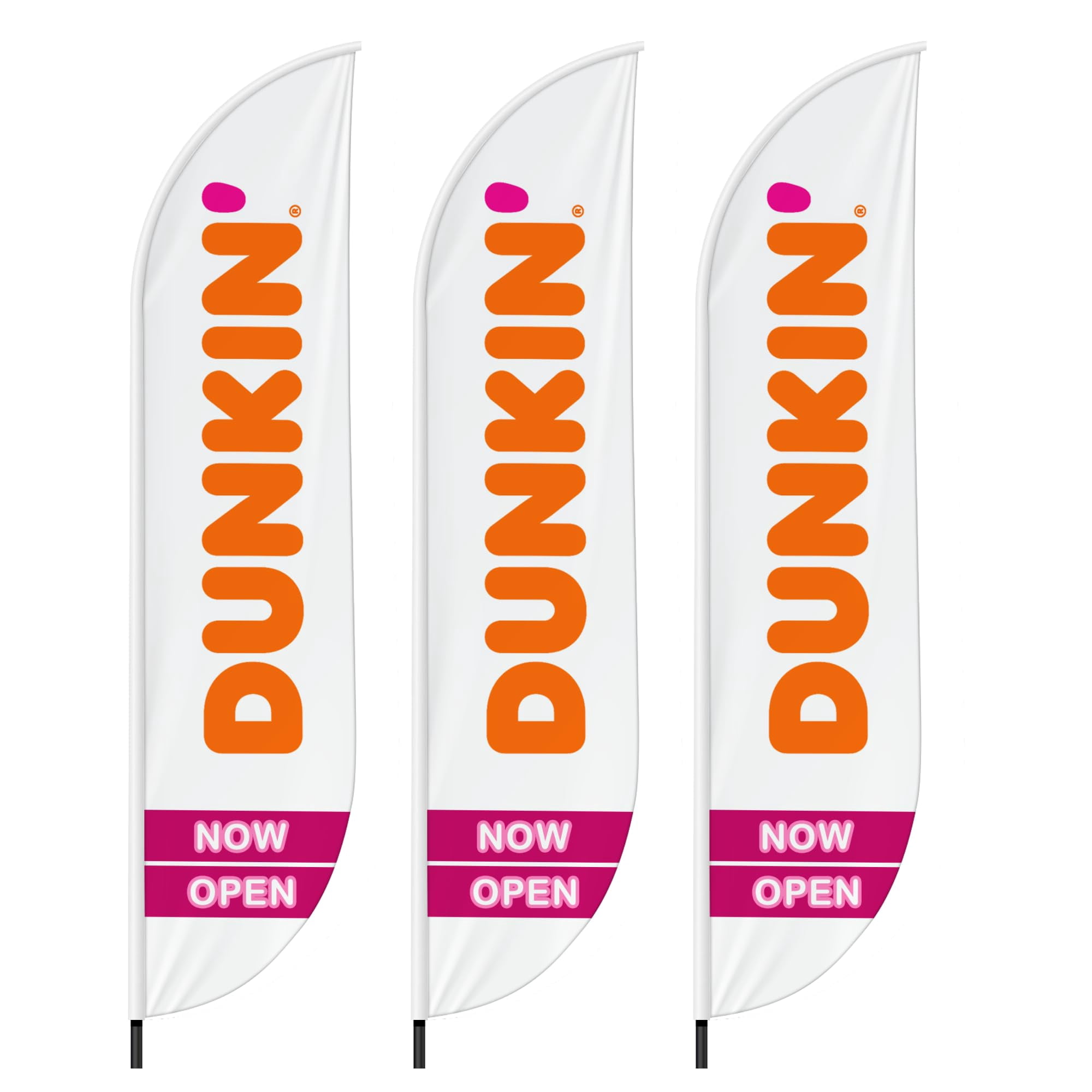 Dunkin Donuts Feather Flag(11.5Feetx2.5Feet) By Dreamcontroller For Business Outside With Optional Add-On Pole(15Feet) and Groundspike | Custom Swooper Flag | Made In Usa